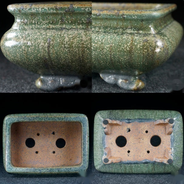 Pot à fleurs rectangulaire en argile pourpre de style antique avec une bouche restreinte