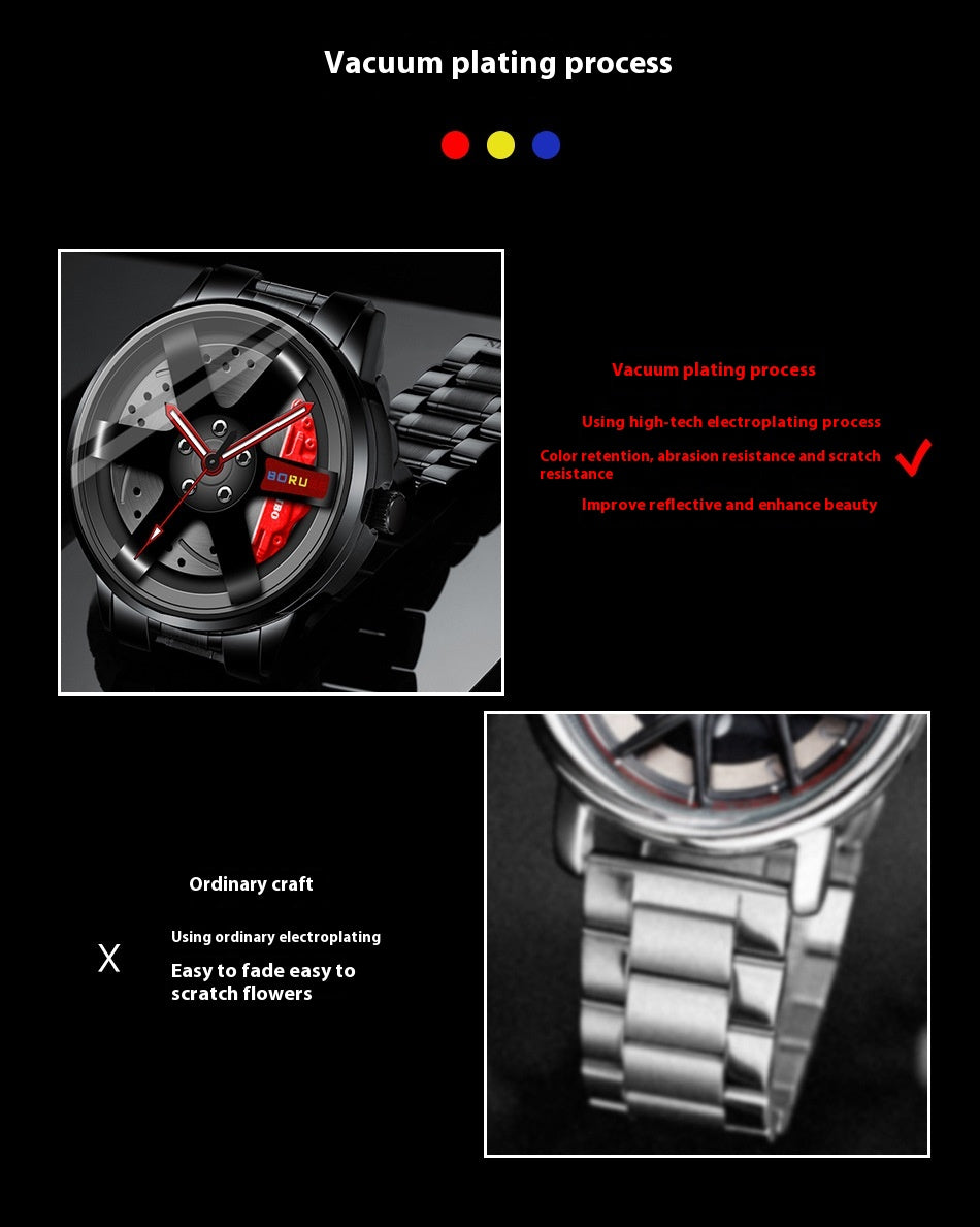 Homme Mode Tendance étrier de roue haute qualité étanche Quartz montre