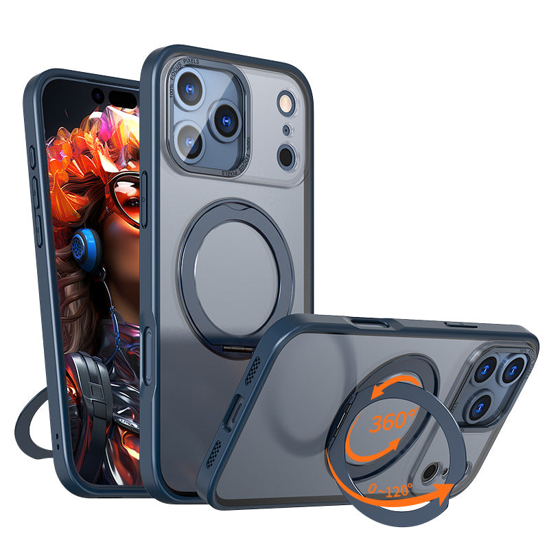 Coque de téléphone pivotant en orange avec support rotatif magnétique à 360 degrés et une peau mate comme F