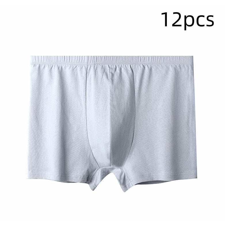 Short de boxer respirant en coton à crosse profonde, taille plus élevée pour hommes