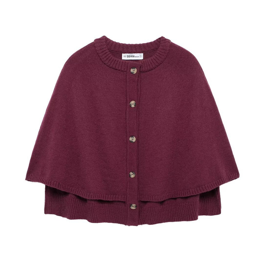 Femme Mode Versatile Cape-style Col rond Châle tricoté Veste courte
