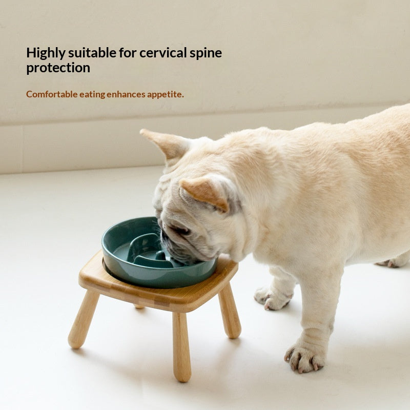 Ceramic Dog Bowl Pet Dog Slow-Feeding Anti-Choking Fooder Tip-Proof Bowl