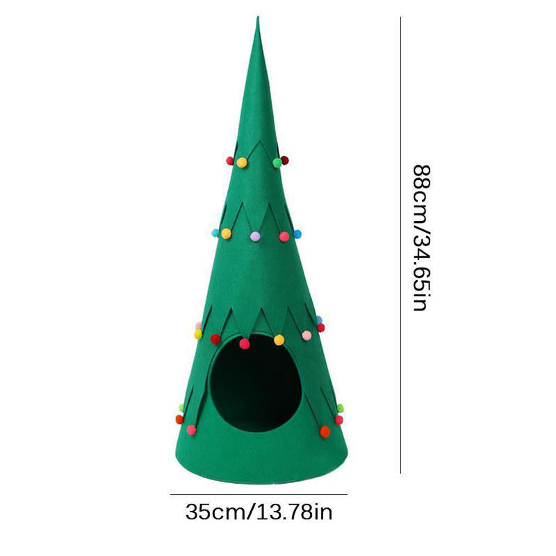 Pet Felt Arbre de Noël Tente pliable Chiens et chats semi-fermés Quatre saisons Universal