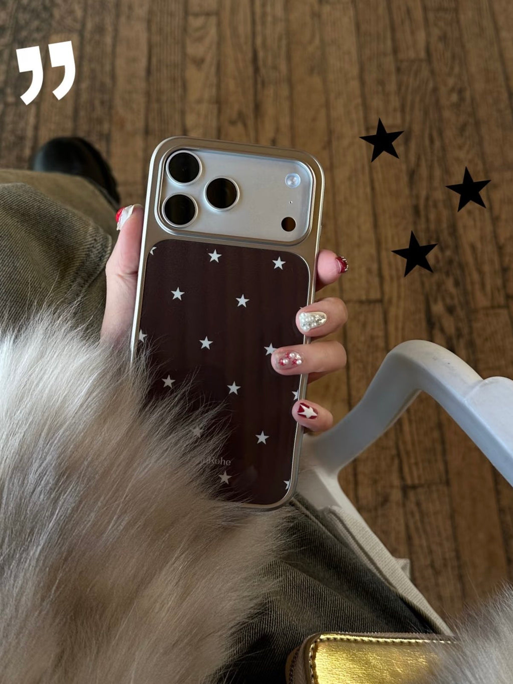 Châtaigne française Brown et Coffee-Colored Star Design Case de téléphone simple
