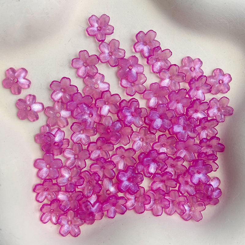 11mm Perles de fleur en acrylique 5-Petal Glitter