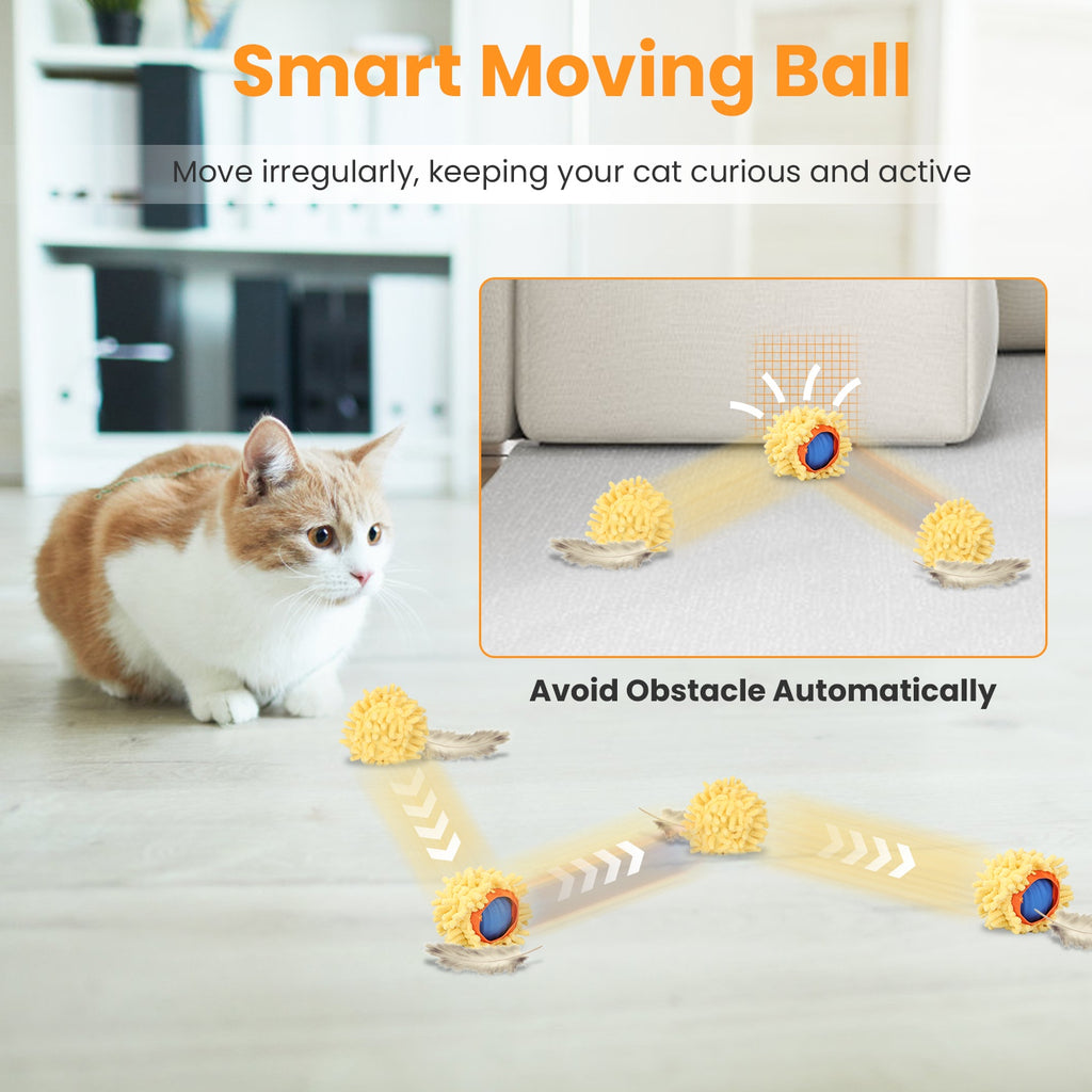 Jouets de chat 1Pc Ball rapide Rolling dans la poche Rechargeable Motion activé Jouets de chat interactifs