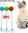 Pet Cat Spring Feather Ball Interactive Cat Teaser Colorful Fur Ball High-Elasticity Pet Toy