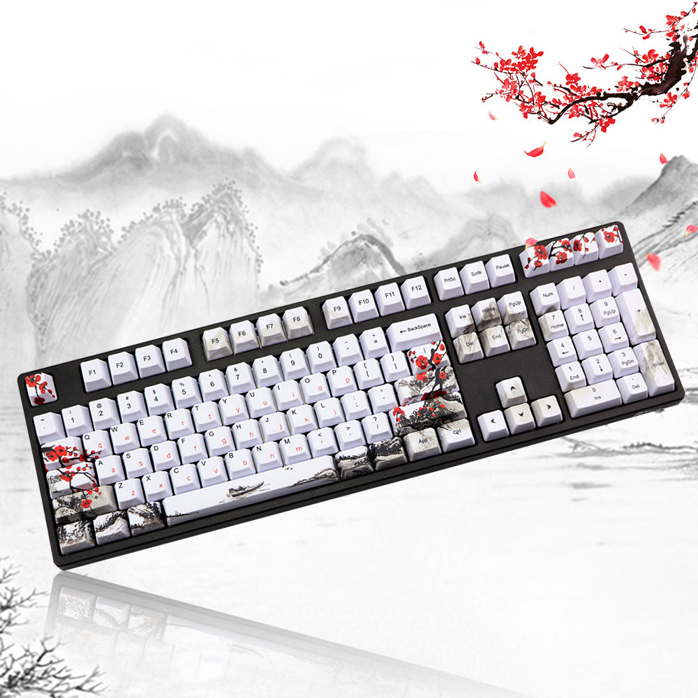 PBT Wangjiang Plum Keycap 109 Key OEM Height Korean Japanese