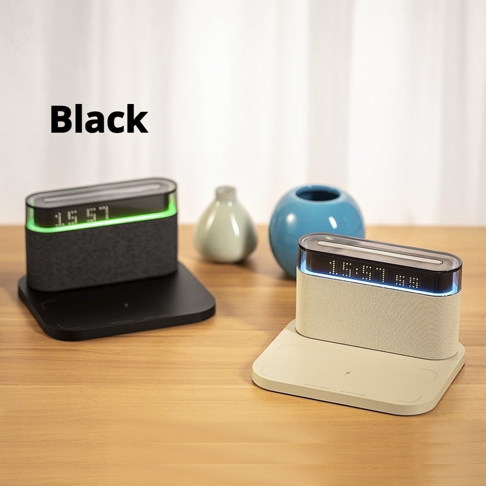 Horloge de recharge sans fil Ligh nuit et haut-parleur Bluetooth
