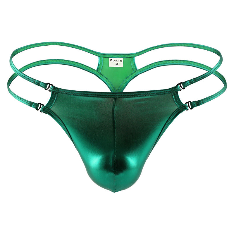 Sexy Men's String Imitation Cuir Ice Silk Pantalons de personnalité Basse taille