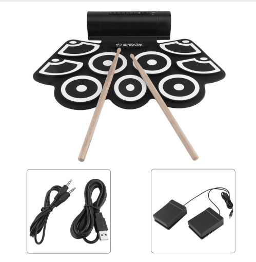 TSAI Digital Electronic Drum Construit dans Haut-parleur Portable Electronic Roll Drum Pad Profession