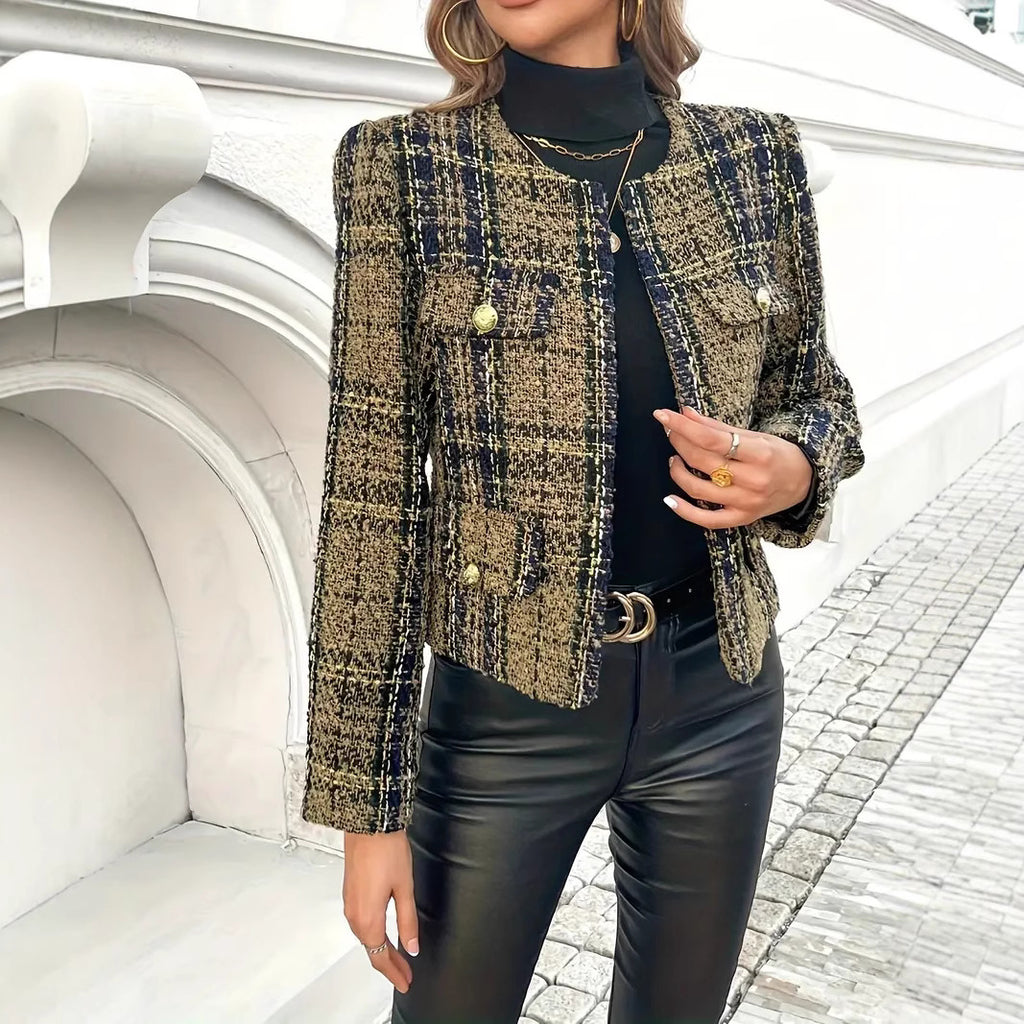 Veste courte en laine tissée enroulée style Chanel
