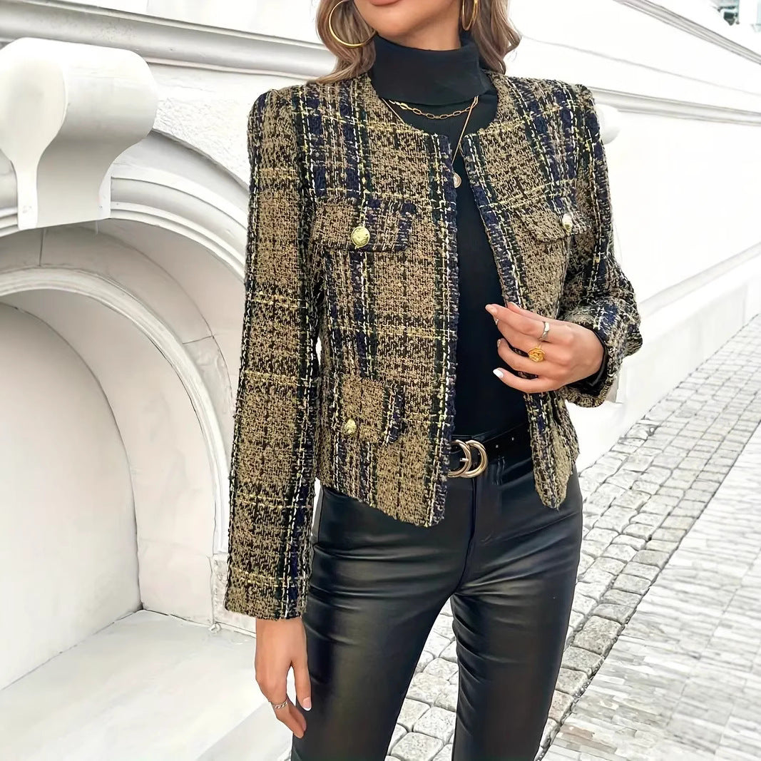 Veste courte en laine tissée enroulée style Chanel