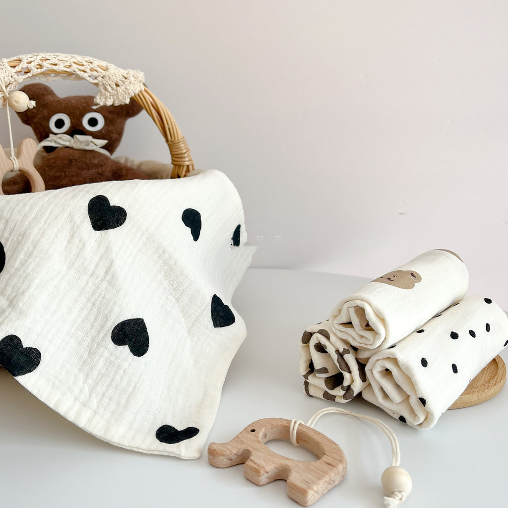 Écharpe carrée en coton pur 4 couches