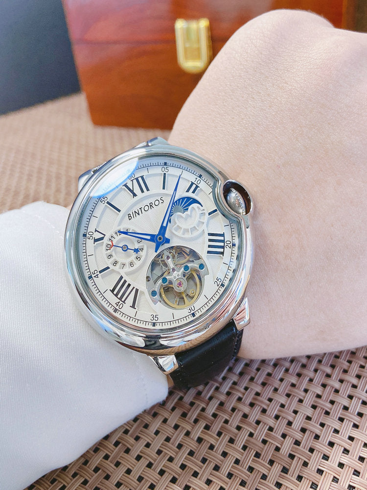 Montre mécanique de tourbillon lumineux multifonctionnel grand cadran pour hommes