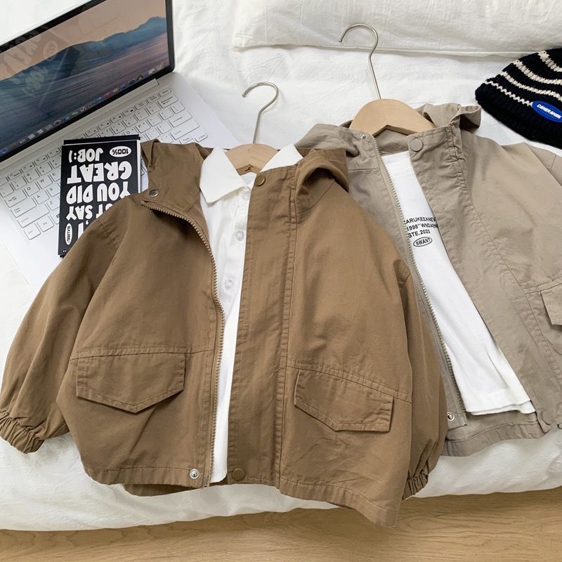 Manteau de trench à capuchon à la mode pour garçons de style coréen