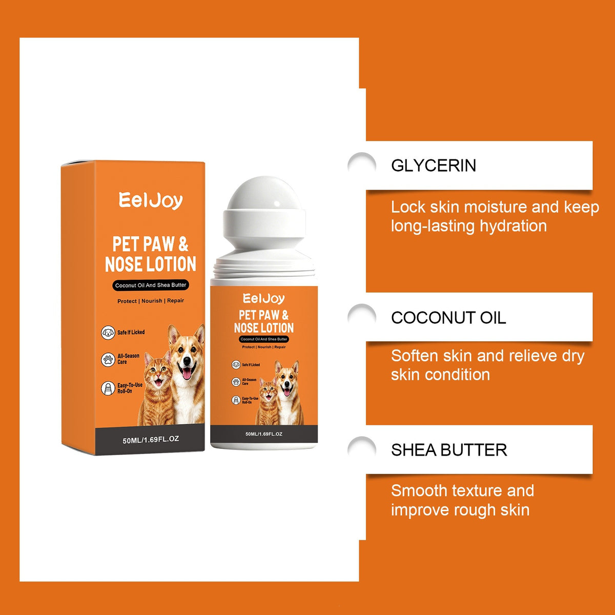 Eeljoy Pet Paw et Nez Lotion hydratant Ingrédients doux pour l'hydratation quotidienne et