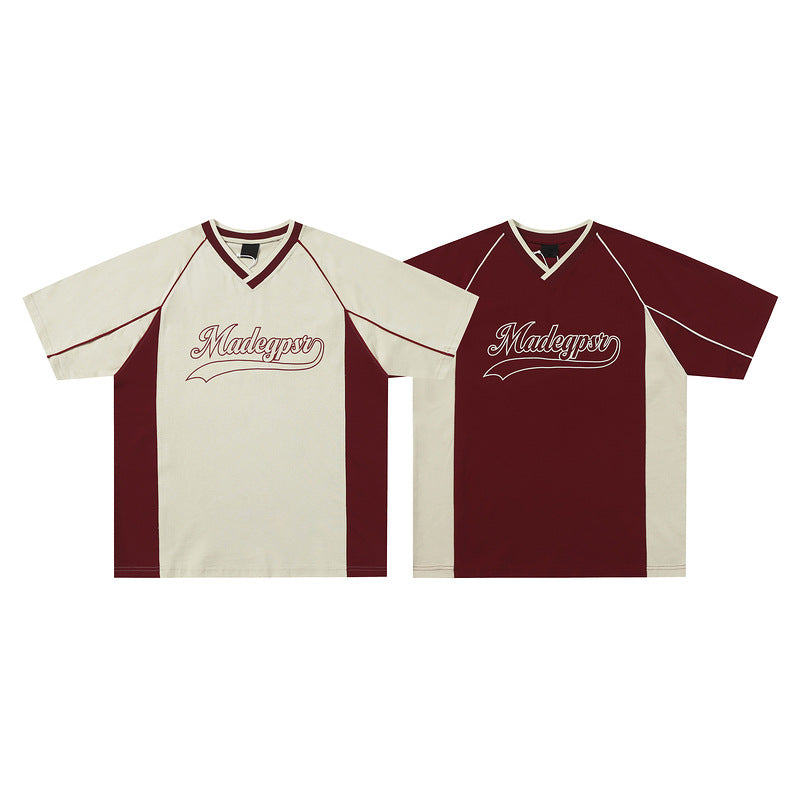 Tee-shirt à manches courtes pour homme de couleur contrastante d'été