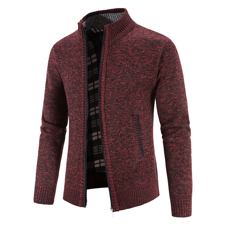 Commerce extérieur Hommes Automne et hiver Cardigan Zipper Sweater Fleece Collar Veste Homme L