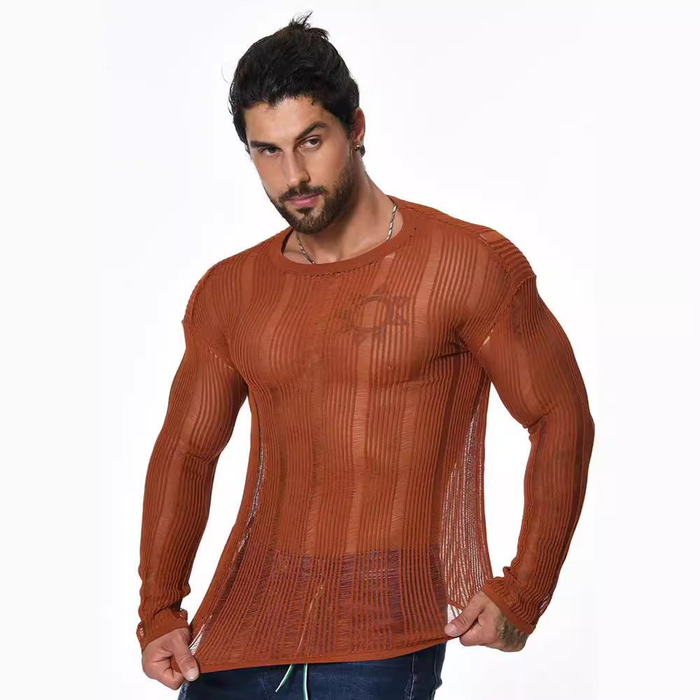 Manches longues Sweater enroulé pour hommes