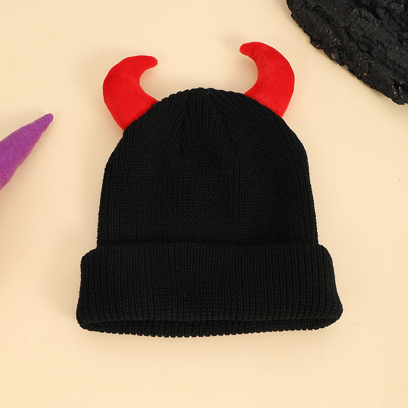 European and American Hip-hop Little Devil Beanie with Horn Shape