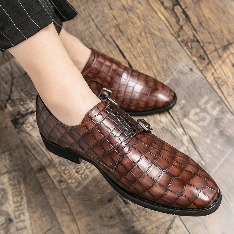Chaussures en cuir homme de style britannique avec un orteil carré et motif embossé