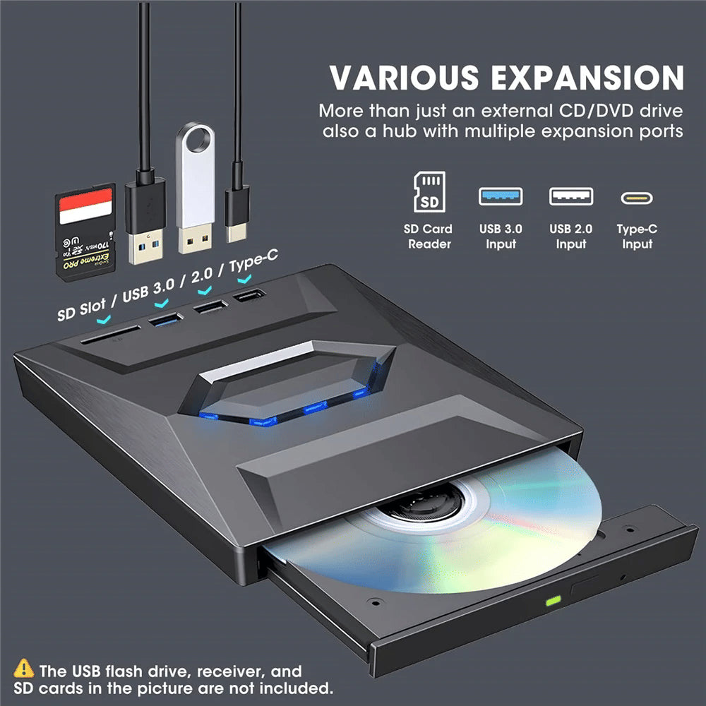 Disque externe CD DVD USB 3.0 Writer Burner Player Pour PC Ordinateur portable Windows 11 10