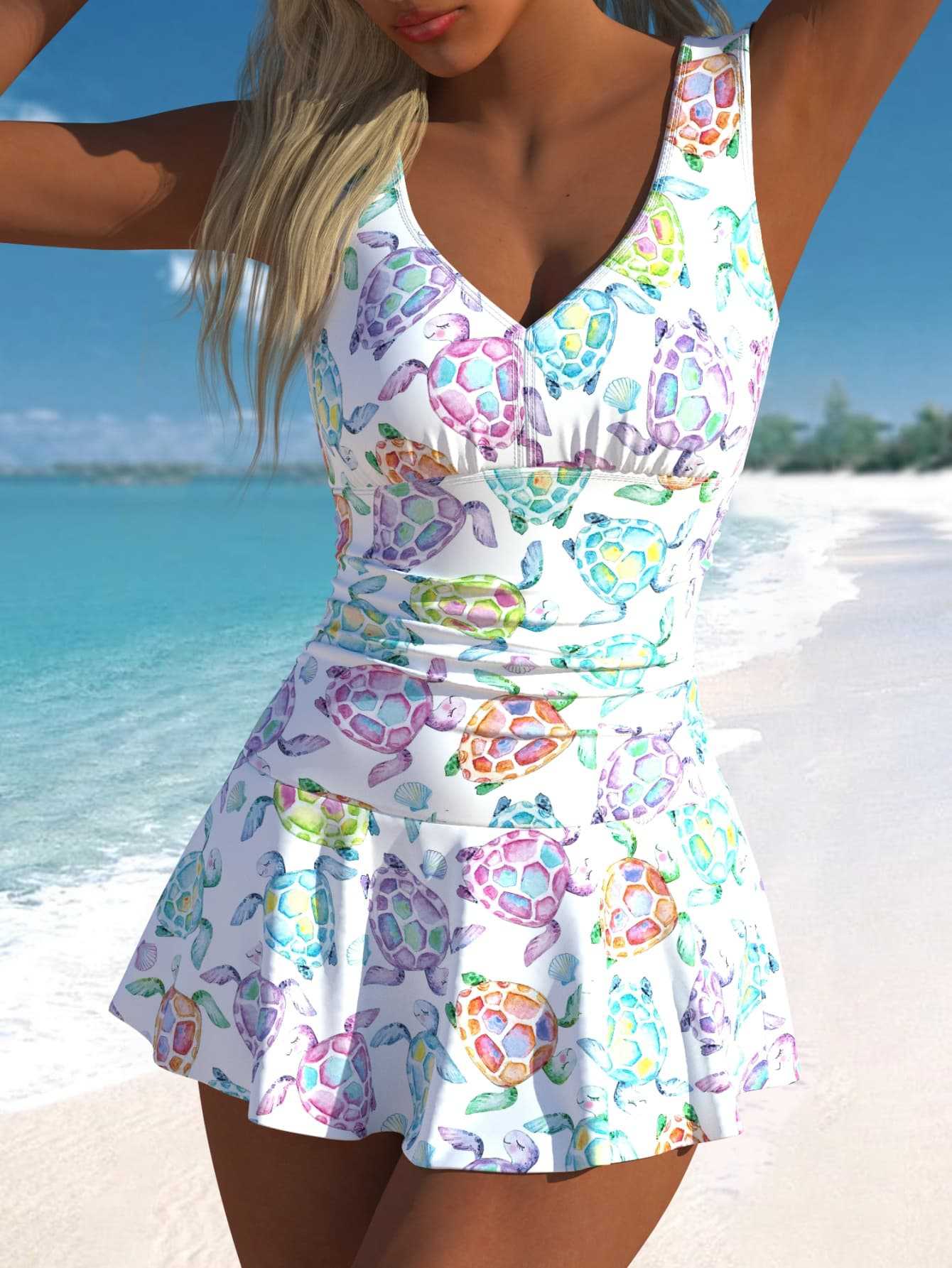 Maillot de bain femme imprimé sans manches mode et sexy