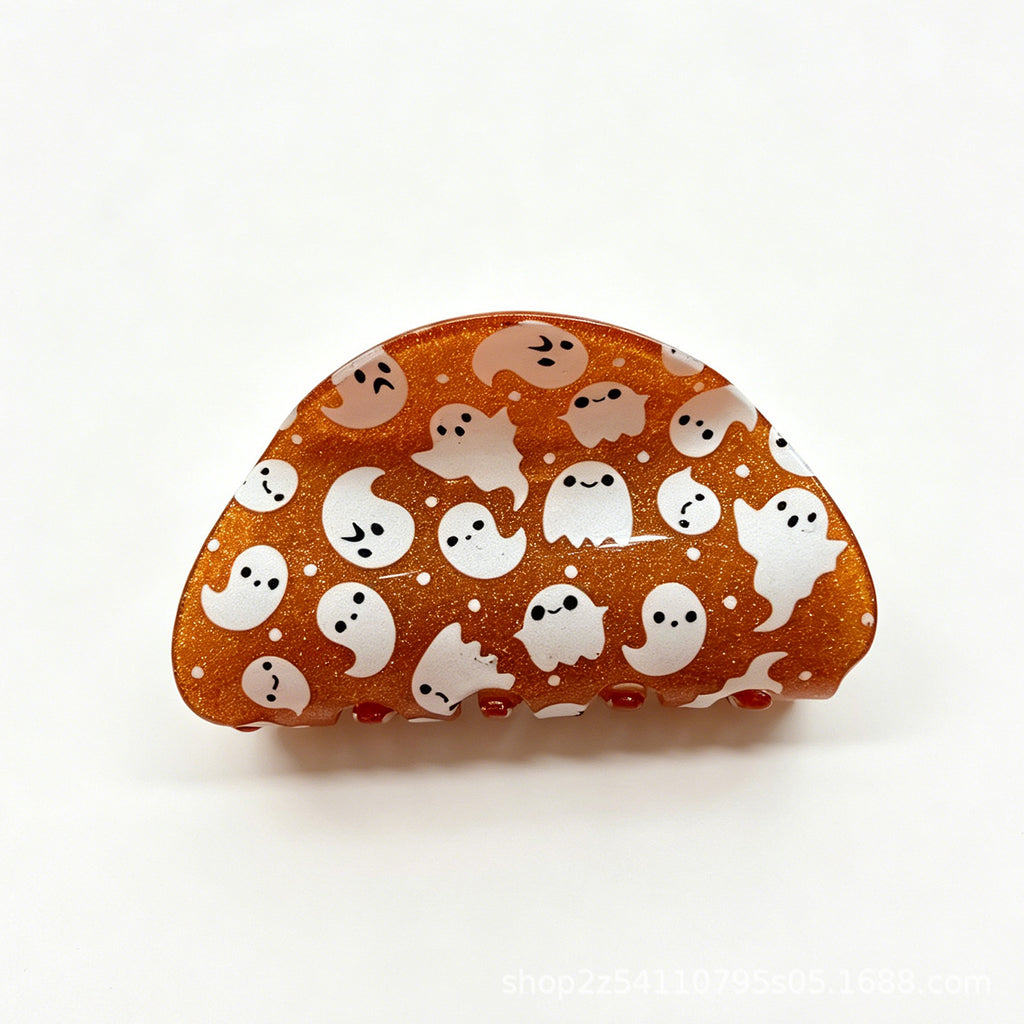 Clip de cheveux acrylique orange fantôme d'Halloween