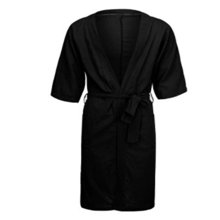 Homme et femme Long Solid Color Lin Pajamas Robe peignoir