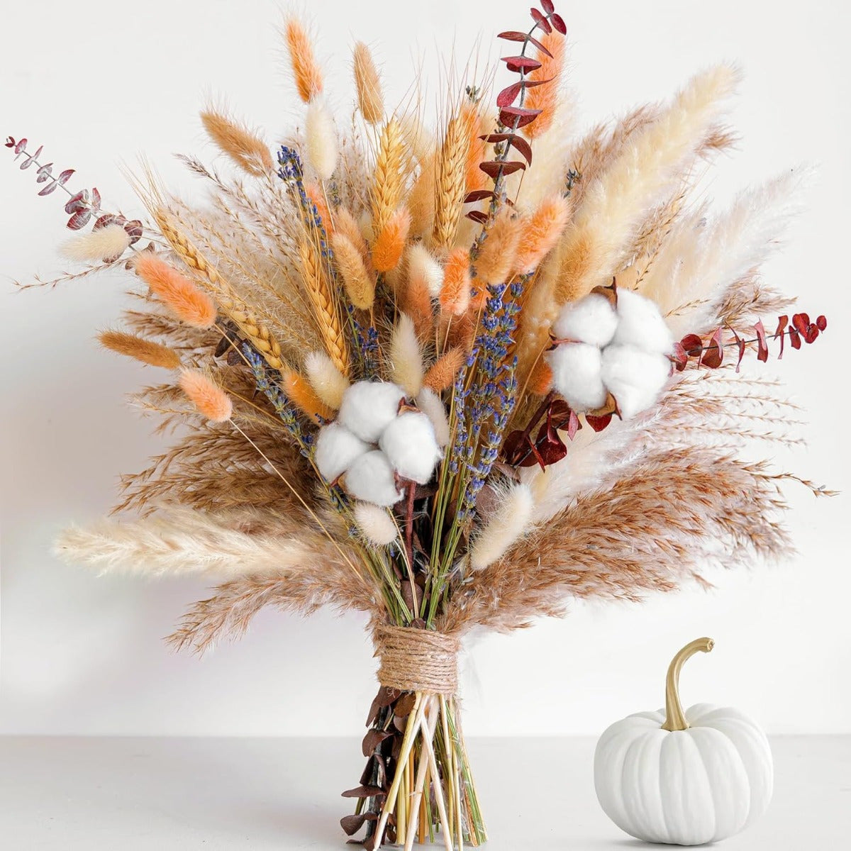 Bouquet de fleurs séchées à l'automne de 84 piece – Boho Fall Decor avec l'herbe de pampas