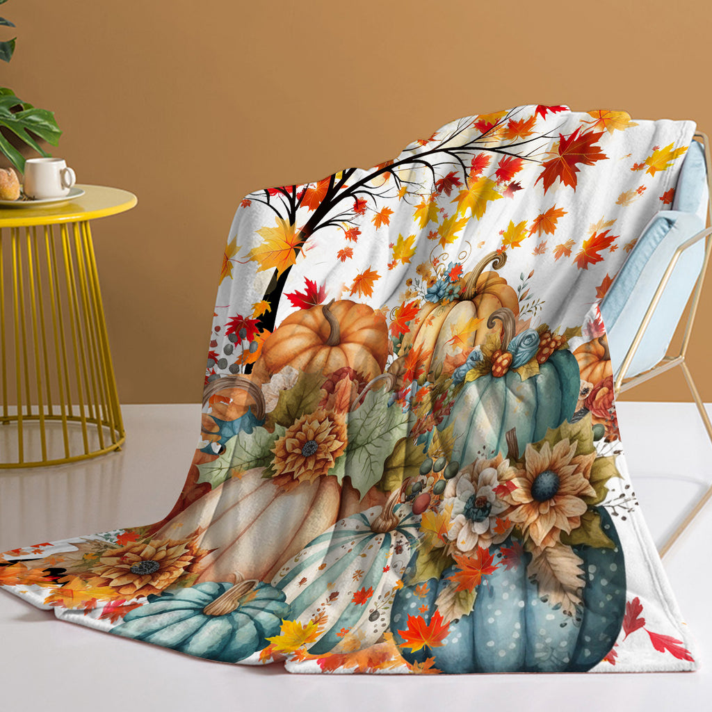 Couverture d'automne Couverture de citrouille Fleur imprimé Blankets Soft Flannel Lancer mignon Halloween Blank