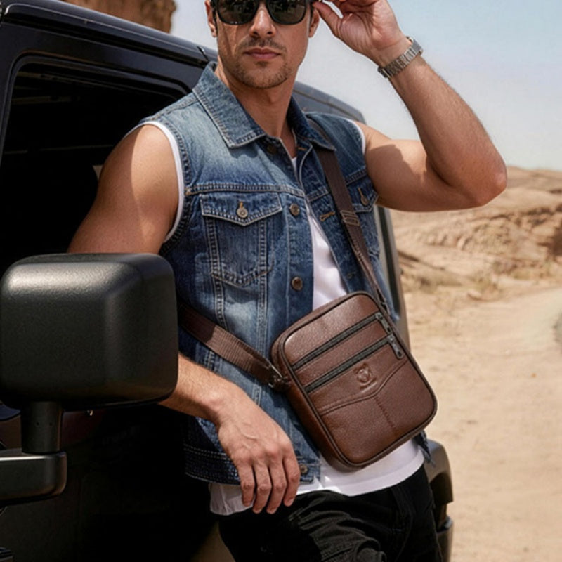 Sac croisé à épaule unique en cuir à grains supérieurs avec une sensation premium