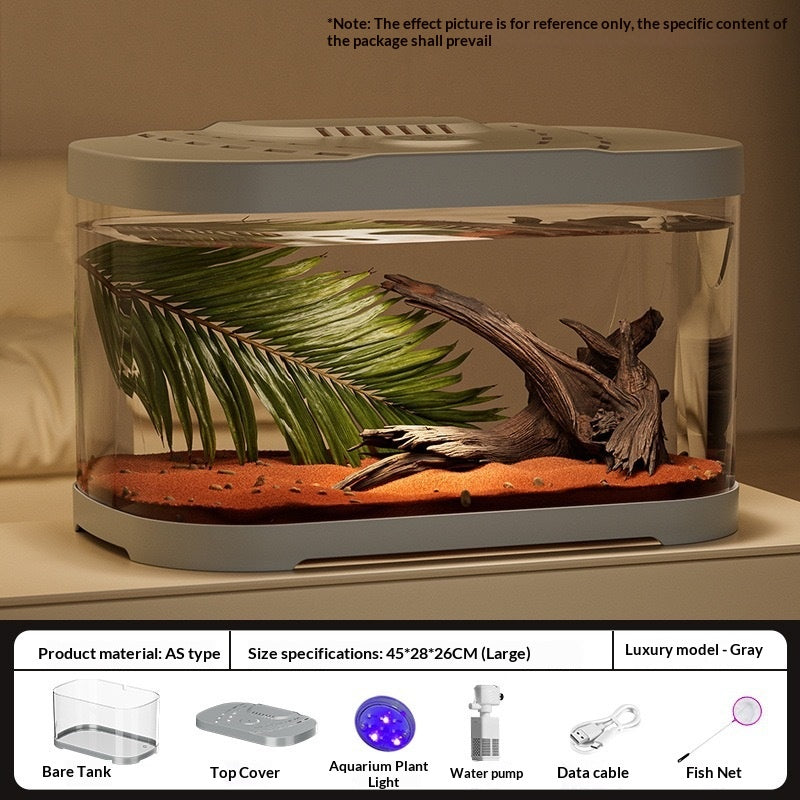 Réservoir en plastique transparent Aquarium Terrarium Décoration Bureau Réservoir ornemental Pet Sup