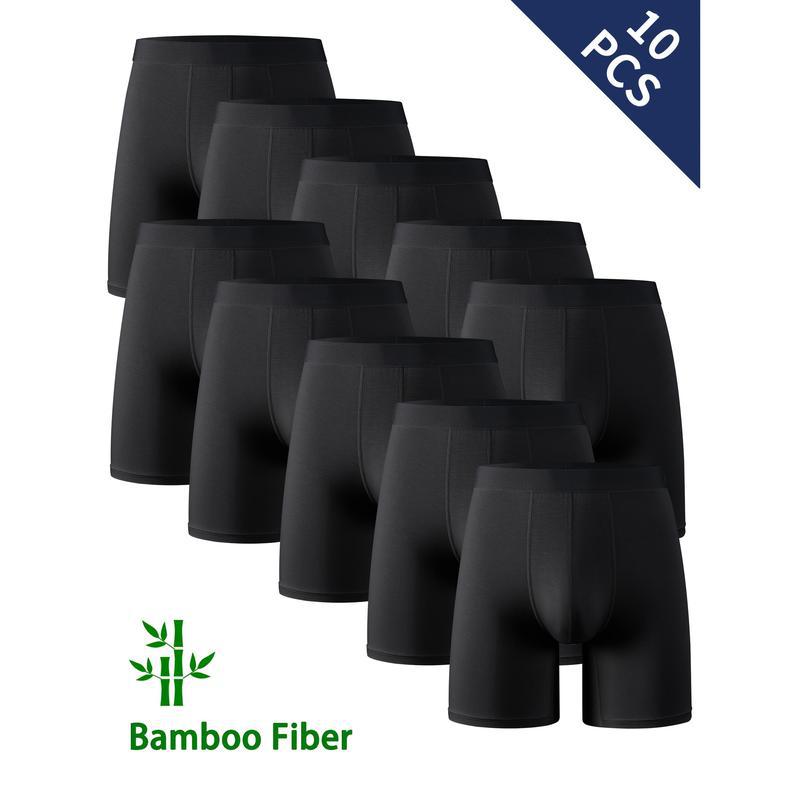 10pcs hommes Bamboo Fibre Boxer Slips Moyen Stretch Solid