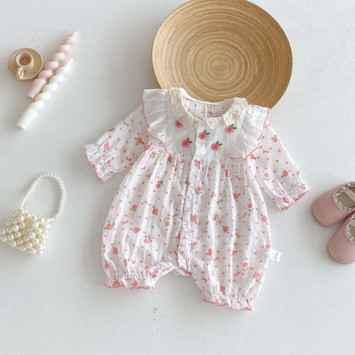Arrivée Romper sucré en dentelle brodée pour bébé filles
