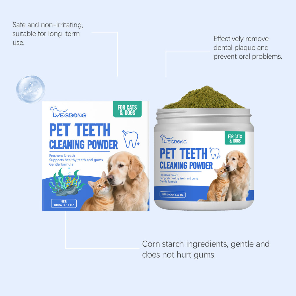 Poudre de nettoyage des dents de chat et de chien