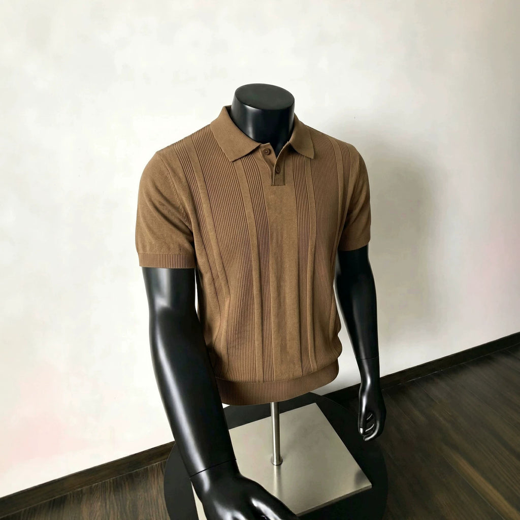 Chemise Polo à manches courtes tricotée style italien