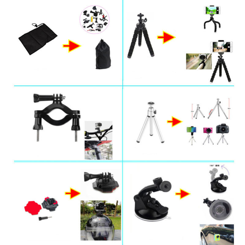 Accessoires de caméra de sport Set Accessoires de photographie