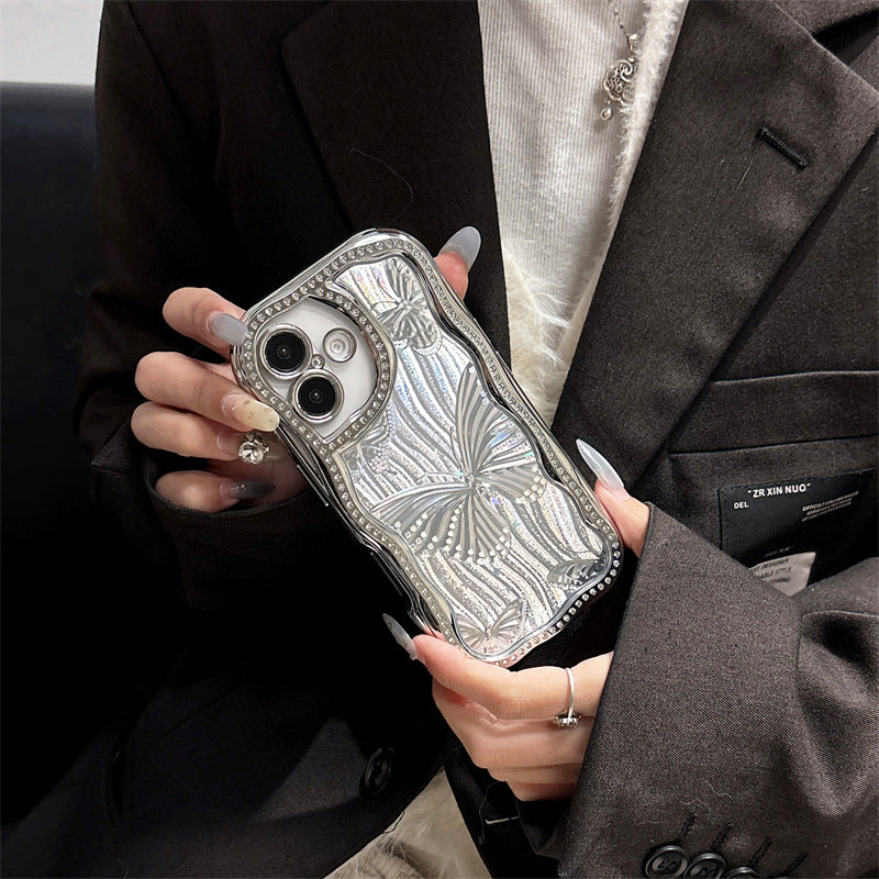 Epoxy Electroplating All-inclusive Laser Butterfly Diamond Edge Phone Case