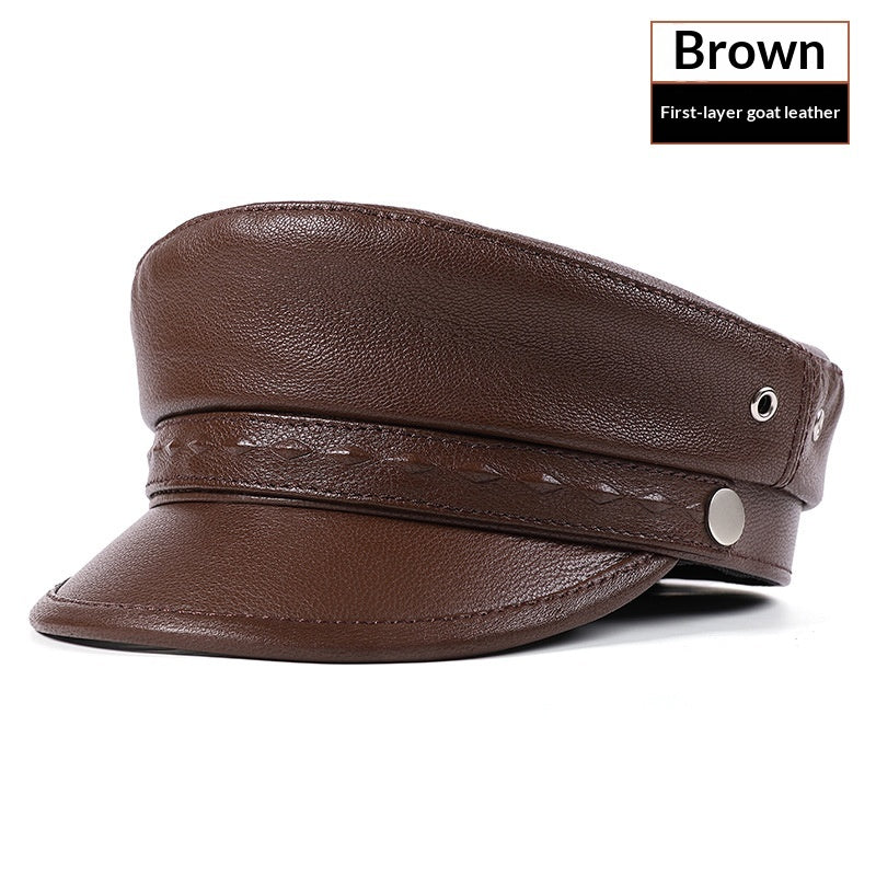 Casquette en cuir véritable pour hommes et femmes