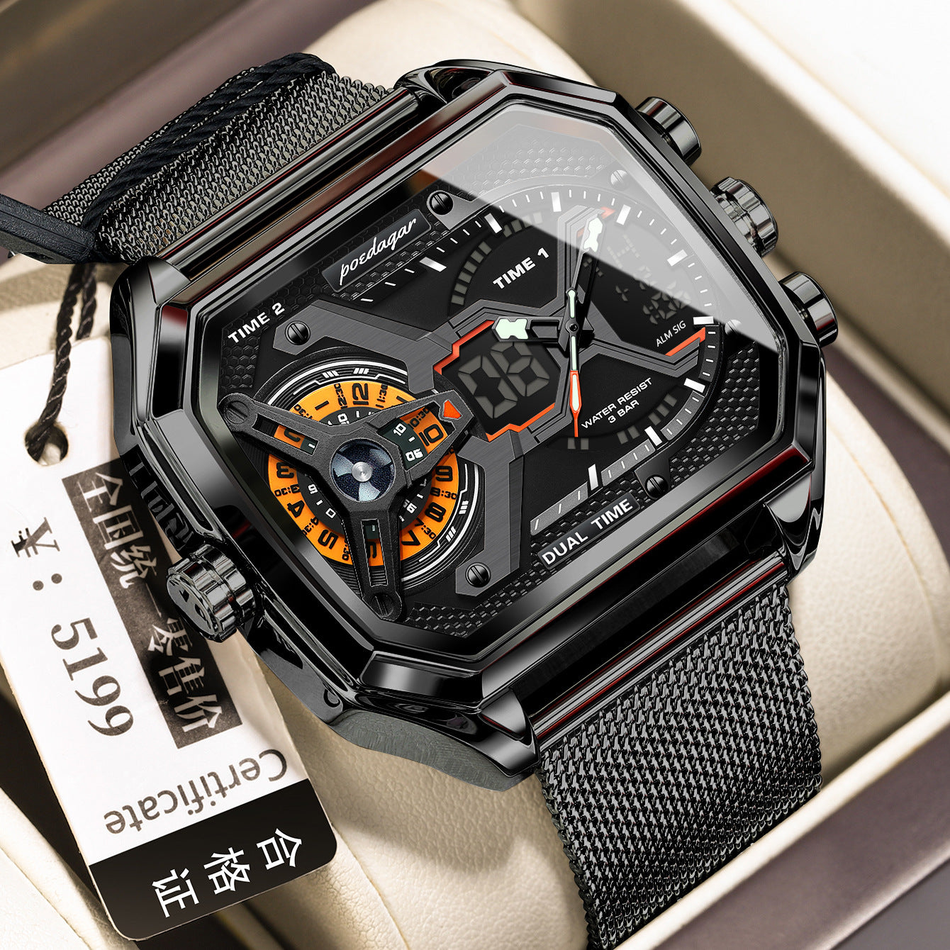 Multifonctionnelle Imperméable Montre Lumineuse Homme
