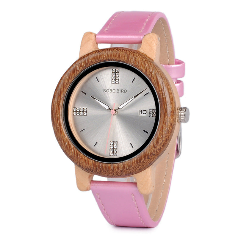 Mouvement à quartz simple et occasionnel de montre en bois