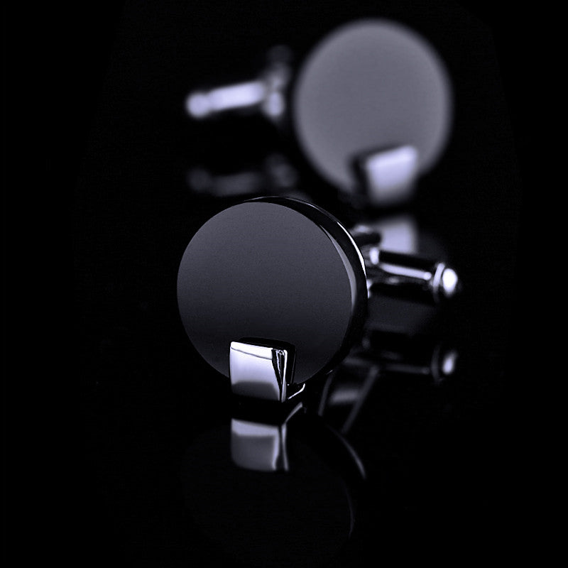 Hommes Fashion Round Black Onyx Cufflinks