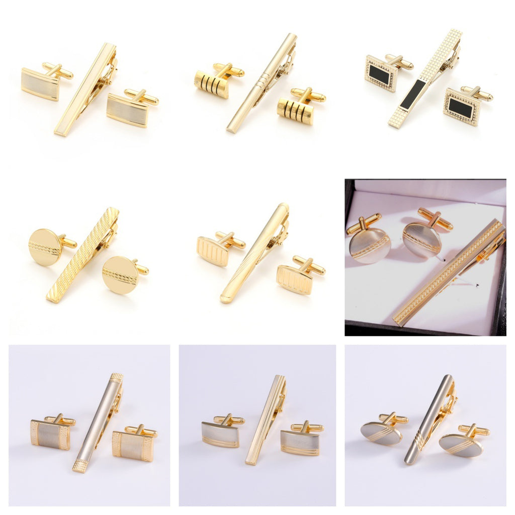 Hommes formal Business Cufflinks and Tie Clip Set