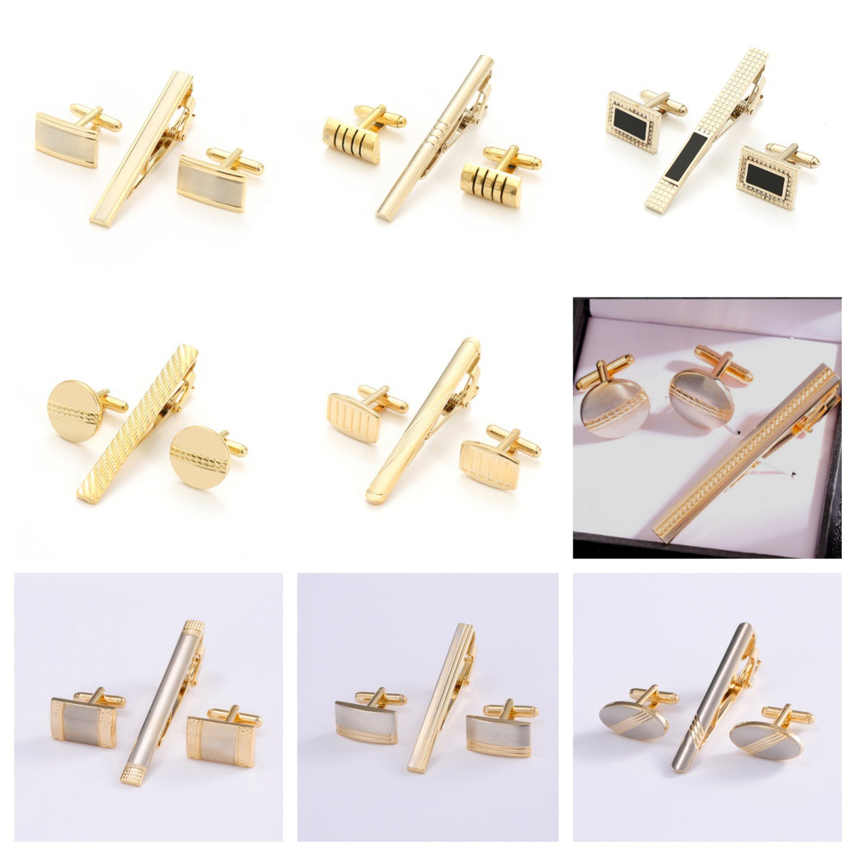 Hommes formal Business Cufflinks and Tie Clip Set