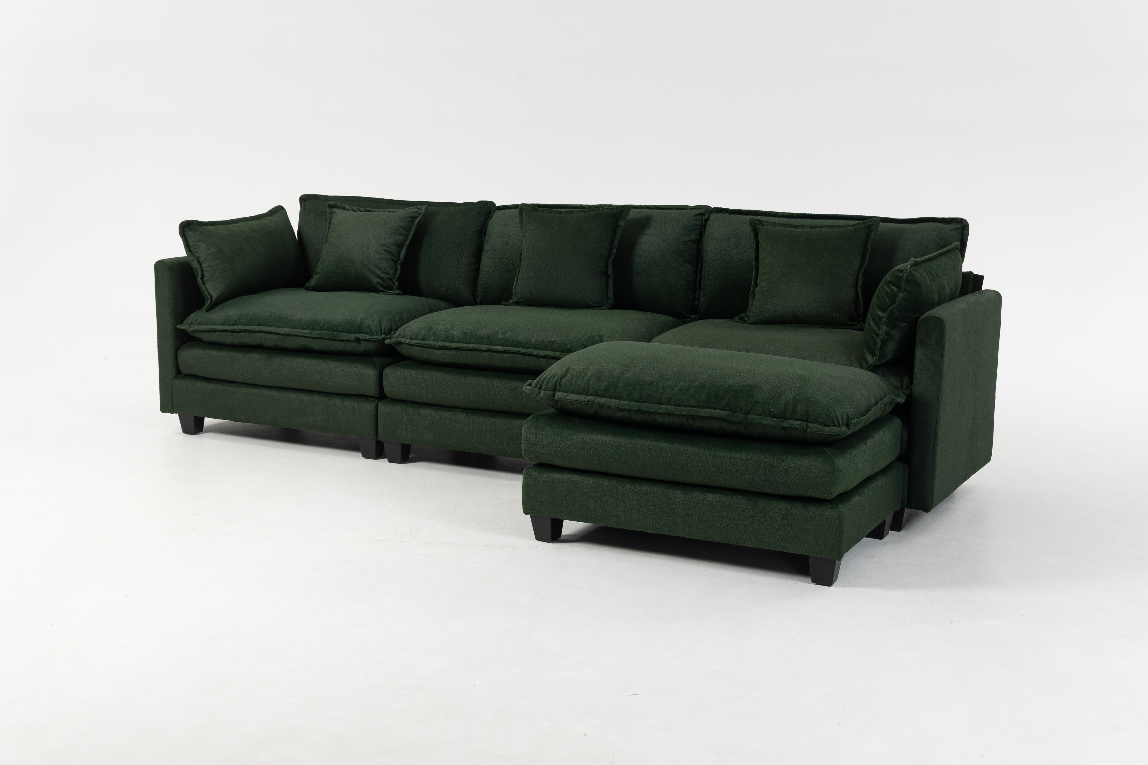 Moderne 3 places avec pouf 113,77" Canapé sectionnel avec oreillers de taille