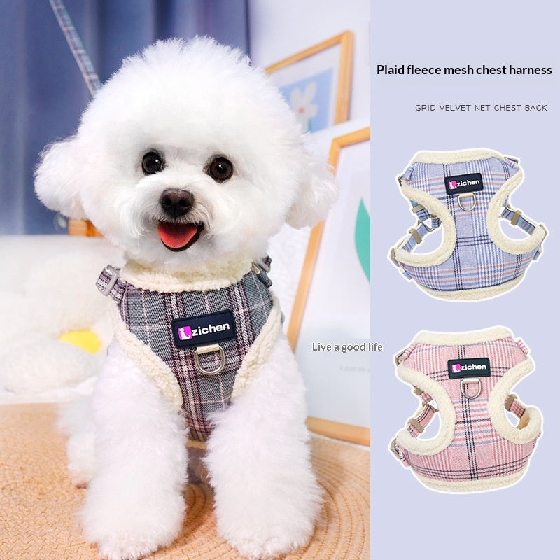Veste de laisse de chien avec doublure en cuir et polaire