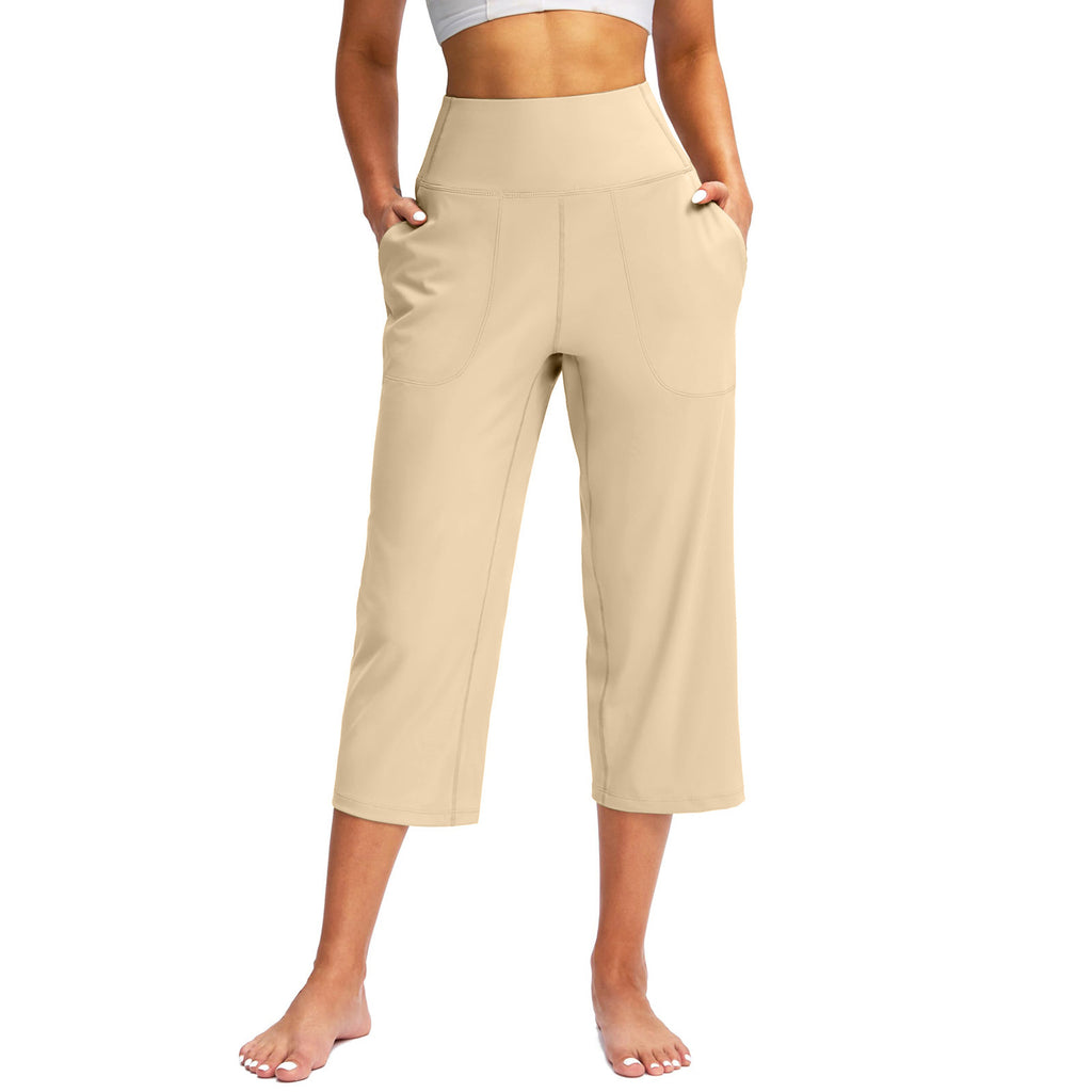 La mode européenne et américaine des femmes Couleur solide Pantalon à large leg avec poches