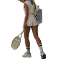 Été Jacquard Knit Polo demi-zip Vest Outdoor Respirant Anti-exposition Golf Skirt de tennis